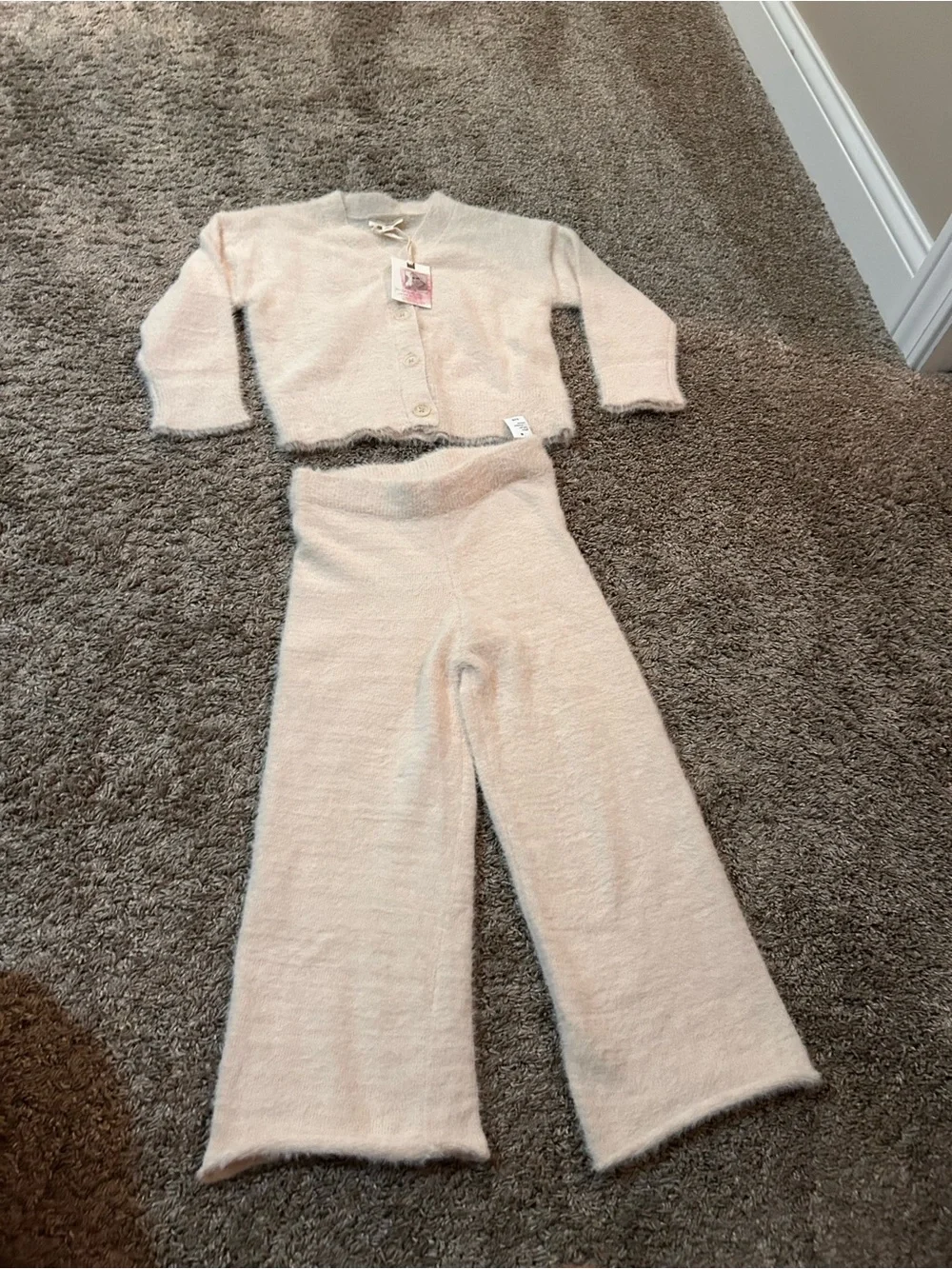 Jessica Simpson Cream Knit Cardigan & Wide-Leg Set